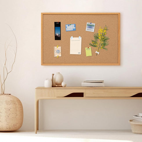 Board2by Cork Board Bulletin Board 24 x 36 - Wood Framed Corkboards for Wall Decor with 15 Push Pins