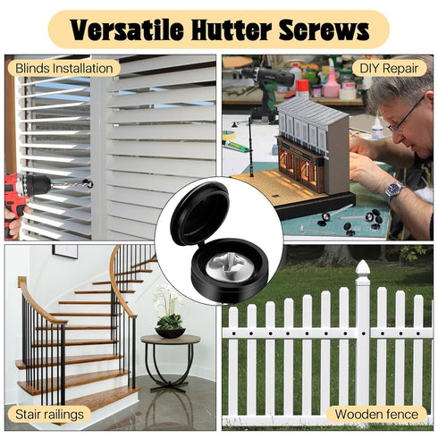 Worldity 50 Set 3 Inch M5 Shutter Screws with Caps, Pan Head Shutter Fasteners, Stainless Steel Shutters for Windows