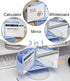 Pencil Pen Holder for Desk with Calculator, Mirror, 7 Slots, 180° Opening, Desktop Storage for Office, School, Home