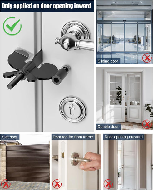 Upgraded Portable Door Lock Home Security Hotel Door Locks for Travelers with Protective Silicone Caps, Travel Lock