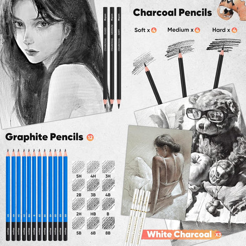 78-Pack Set 3-Color iBayam Drawing Sketching Kit Art Supplies for Adult, Christmas Gifts for Adult, with Sketchbook