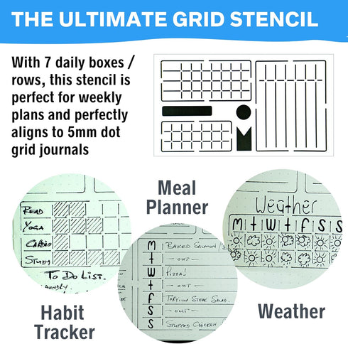 Ultimate Productivity Journal Stencil Set - Custom-Designed Supplies for Bullet Journal Planners, DIY Templates