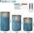 ANGELLOONG Blue Flameless Candles with Remote, Flickering Led Candles with Timer, Electric Pillar Candles for Bathroom