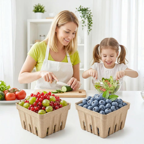 30 Pack Natural Pulp Fiber Berry Basket,Small Molded Produce Vented Basket Kitchen Supplies for Strawberry Blueberry