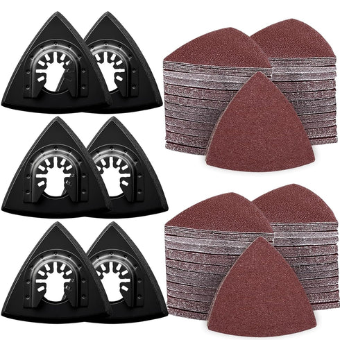 136Pcs Oscillating Tool Sanding Pad Kit, 6Pcs Triangle Sanding Pads and 130Pcs Multitool Sandpaper