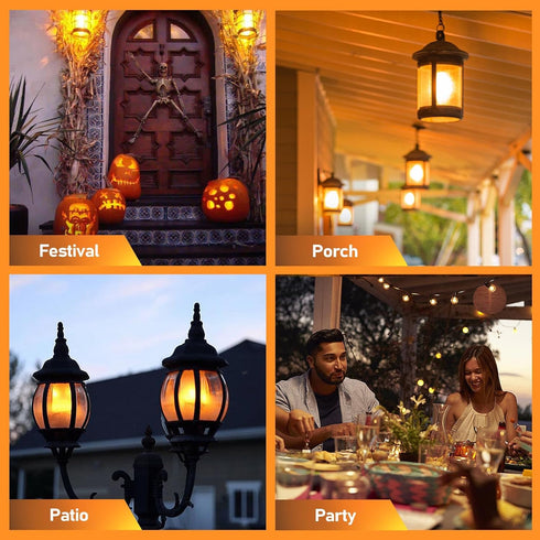 Upgraded LED Flame Light Bulbs, 4-Mode Flickering, E26 Fire Light Bulb for Indoor Outdoor, 2 Pack