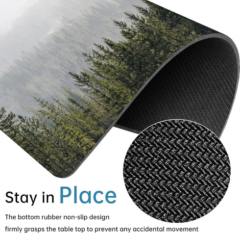 Tree Mouse Pad Green Misty Mountain, Nature Landscape Mousepads Square for Desk Foggy Fir Forest Valley Small Desk Pad Mouse Mat Washable Computer Wireless Mouse Pad for Laptop Gaming Office Home by Flysea