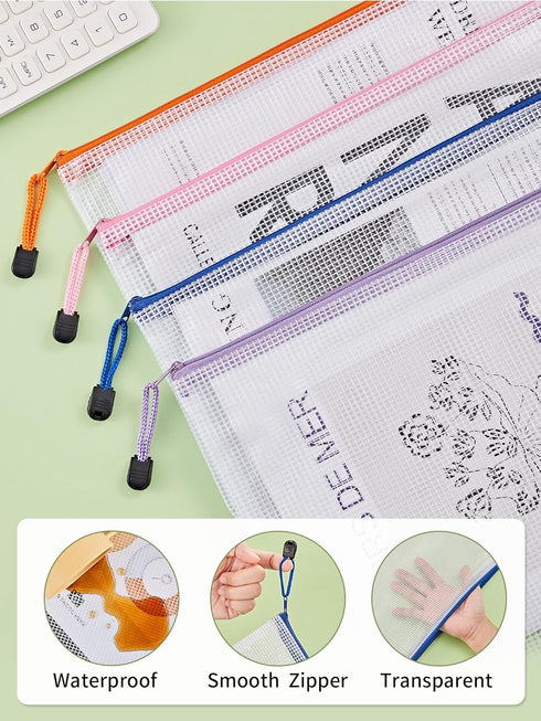 JARLINK 20 Pack Zipper Mesh Document Pouch, Letter Size/A4 Size, Water-Resistant File Bags for School Office Supplies