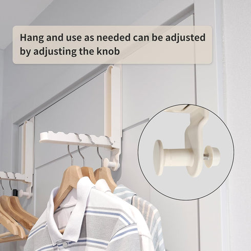 Over The Door Hooks Hanger 2pc, Retractable Rod, Foldable Drying Rack for Laundry, Bathroom, Bedroom Travel