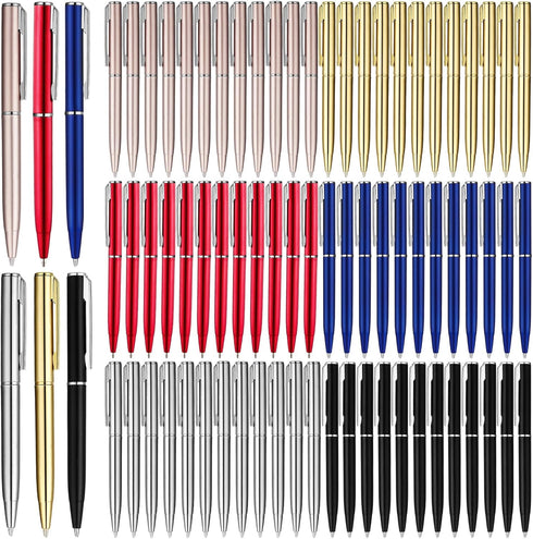 Teling 72 Pcs Mini Ballpoint Pens, 4 Inch Short Bulk Pens for Notebook and Signature Notepads