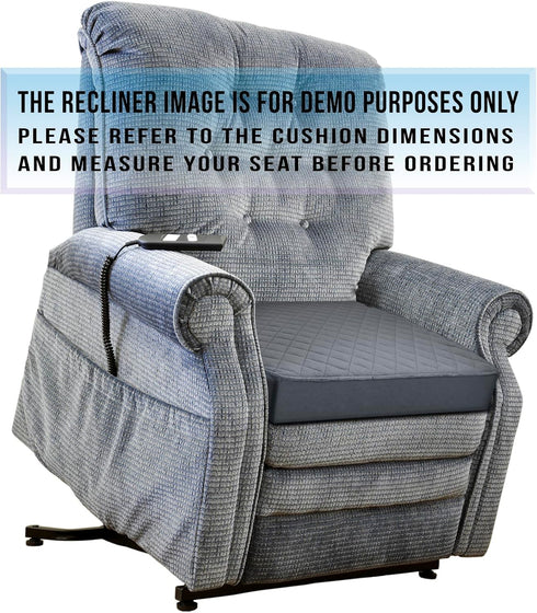 COMFORTANZA 20x20x3 Medium-Soft Memory Foam Recliner Chair Seat Cushion for Long Sitting - Armchair Pad with Washable