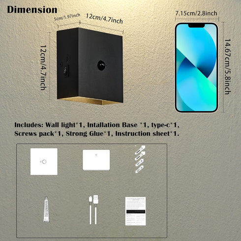 Smart Magnetic USB Rechargeable Wall Sconces - Motion Sensor LED Wall Lamp, Battery Operated Wireless Wall Light