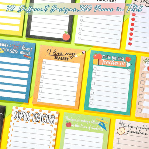 Teacher Notepad Sets, Lined Notepads for Teacher Appreciation, 48 Pcs Colored Sticky Notes