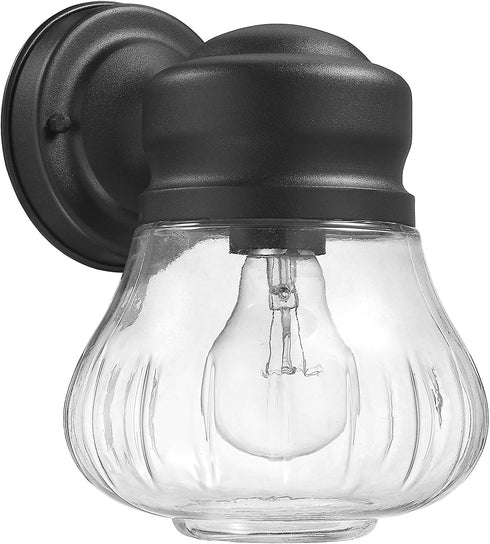 1 9" Transitional Light Textured Black Outdoor Wall Sconce Height