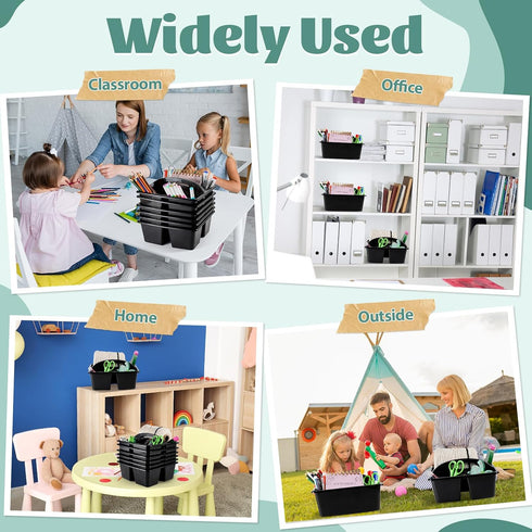 6 Pack 3 Classroom Caddy with Handle Plastic Storage Caddy Organizer with Compartments Desk Caddies Holder Portable