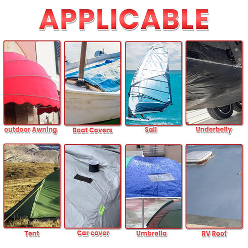 Birllaid Heavy Duty Awning Repair Tape for Tarp, Waterproof UV-Proof Repair Tape for Canvas, Boat Covers, Tent