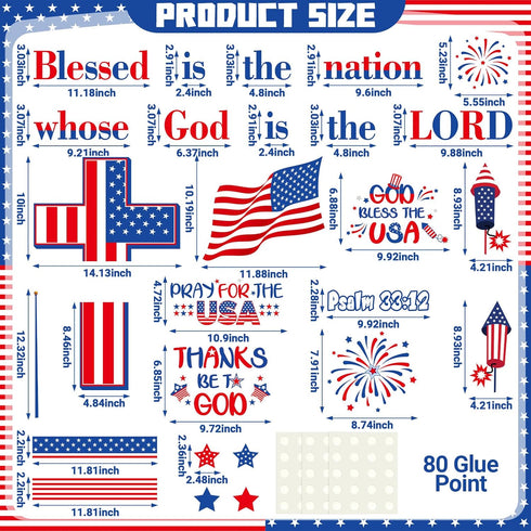 Pajean 67 Pcs God Bless American Bulletin Board Set, Patriotic Christian Classroom Decoration with American Flag Cross