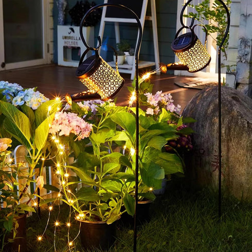 Solar Watering Can with Lights, Outdoor Garden Decor, Waterproof Hanging Lantern Landscape Lights