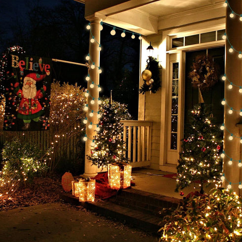 G40 25FT 27 Bulbs, G40 Umbrella-5W Abeja Outdoor String Light, Frosted White Christmas String Lights with Frosted White