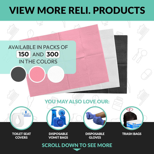 (150 Pack) 13"x18" 3-Ply Reli. White Dental Bibs | Dental Bibs Disposable for Patients, Dentists | Waterproof