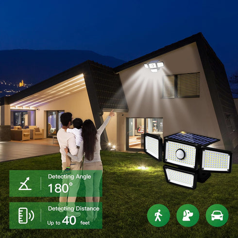 4 3000LM, 283 LED,6500 IP65 270 Driveway(2Pack) Heads Sensor Lamp Solar, Motion Sensor Outdoor Lights K, Motion Sensor