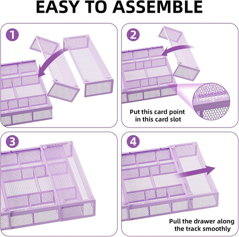 Marbrasse Expandable Desk Drawer Organizer, Mesh Tray with 10 Adjustable Compartments for Office Supplies, Makeup &