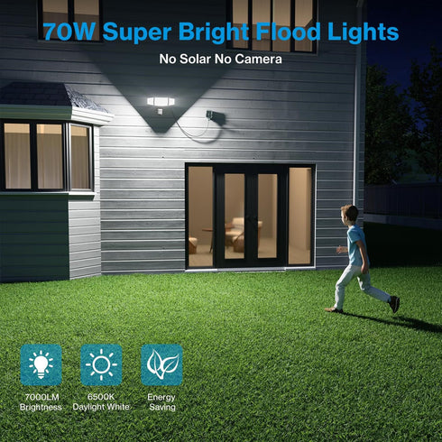 70W 7000LM IP65 6500K Olafus Motion Sensor Outdoor Light Plug in, Motion Flood Light Dusk to Dawn, LED Security Light