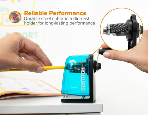 Bostitch Office Multi-Mount Manual Pencil Sharpener, Blue (MPS2-BLUE) - Vacuum or Screw Mount