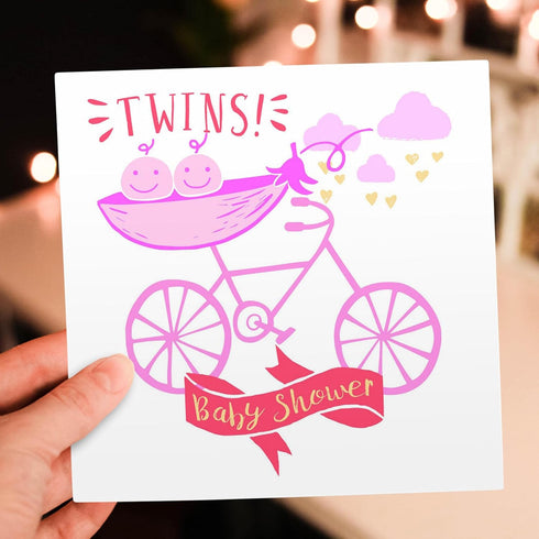 Adorable Twins Baby Shower Announcement Greeting Card