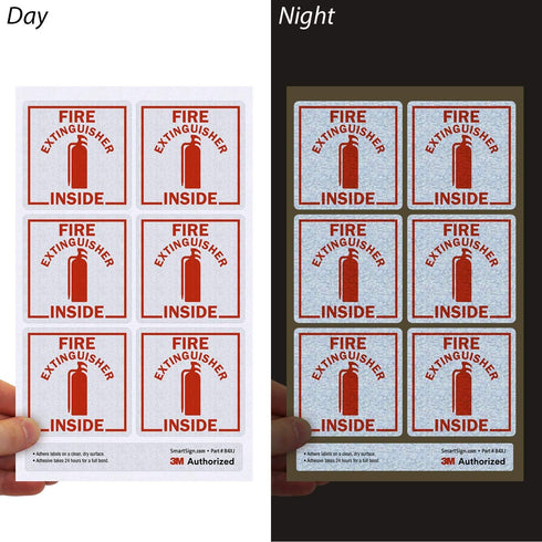 SmartSign Fire Extinguisher Inside Stickers | 2.75" x 2.75" Engineer Grade Reflective Labels, Pack of 6