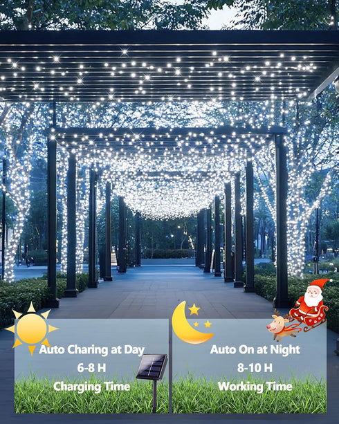 2 Pack Solar Christmas Lights Outdoor, 400 LED 144FT Waterproof String Lights with Green Wire, 8 Lighting Modes