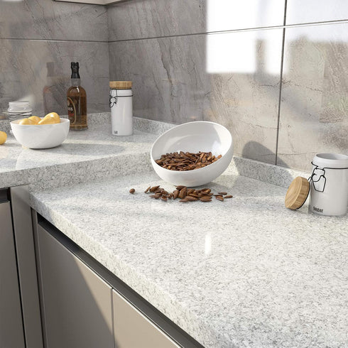LACHEERY Faux Granite Contact Paper for Countertops Waterproof Self Adhesive Granite Wallpaper for Kitchen Counter Contact Paper Peel and Stick Countertops Grey Wall Paper Desk Top Cover 15.8"x80" by LACHEERY