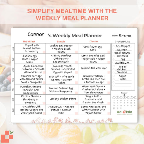 Baby First Food Tracker & Weekly Meal Planner: Magnetic Baby Food Checklist for Solid Food Introduction