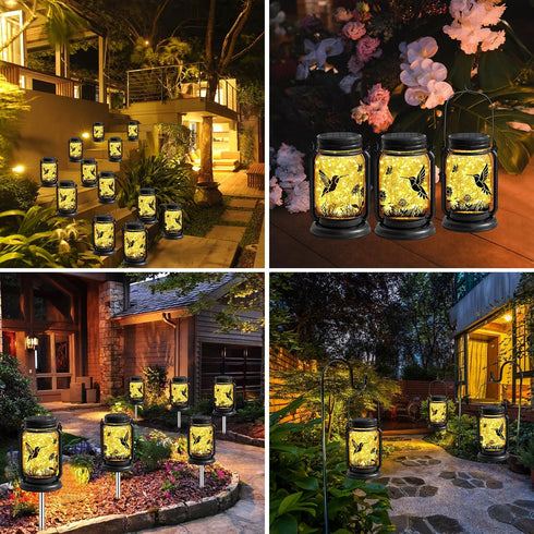 Hummingbird YJFWAL Solar Lanterns Outdoor Waterproof - Mothers Day Gifts for Women Mom Grandma Birthday, Mason Jar