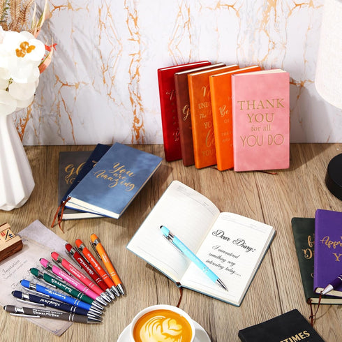 Yeaqee 24 Pcs Inspirational Gift Journals - A6 Leather Notebook Bulk for Employee Appreciation