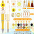 Teling 12 Pcs Beadable Pens, Plastic Black Ink Ballpoint Pen with Assorted Spacer Beads for DIY