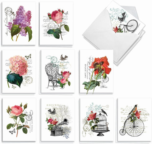 The Best Card Company - 20 Blank Notes with Envelopes, All Occasion Animal Assortment (10 Designs, 2 Each)