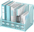 SUPEASY Desk Organizers Metal Magazine File Holder with 5 Vertical Compartments for Office Desktop, Blue Plus