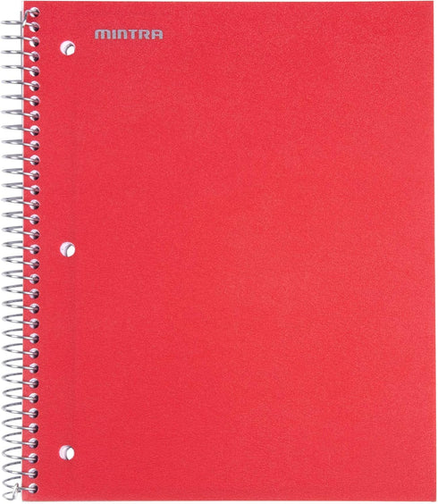 Mintra Office Durable Spiral Notebooks, 3 Subject (Red, College Ruled 2pk)