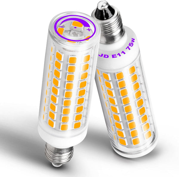 JDE11 LED Bulbs Dimmable, Replace 120V 75W Halogen Candelabra Bulbs, 2700K Warm White, 7W, 2 Pack