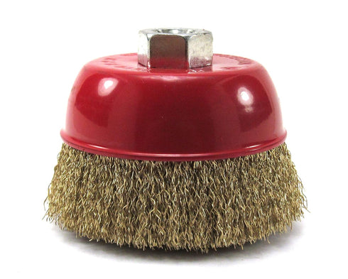 4 inches x 5/8 inch Thread Cup Wire Wheel Brush, Fine Crimped Wire Cup Wheel