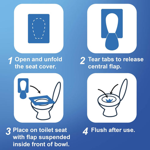 Rockland Guard Toilet Seat Cover - Flushable & Disposable for Bathroom - Travel Essentials for Kids & Adults, 50-Count