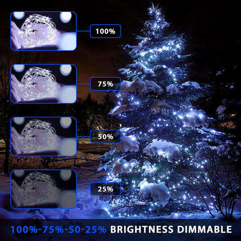 2 Pack 100 33ft JMEXSUSS Solar Christmas Lights Outdoor Waterproof, LED White and Multicolor Color Changing Solar Fairy