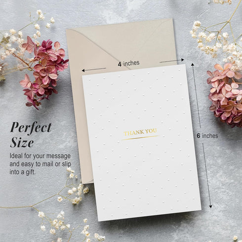 RUN2PRINT Pack 100 Luxury Thank You Cards with Envelopes & Gold Foil Stickers - Bulk of Elegant Blank Notes