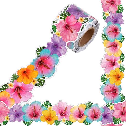 Summer Tropical Hibiscus Flower Bulletin Board Trim, 49 Ft for Teacher School Supplies and Classroom Decor