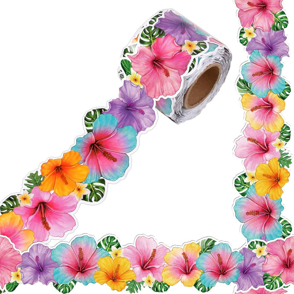 Summer Tropical Hibiscus Flower Bulletin Board Trim, 49 Ft for Teacher School Supplies and Classroom Decor