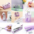 Purple Office Supplies Set, Desk Accessories with Stapler, Remover, Tape Holder, Clips, 1000 Staples, Scissors