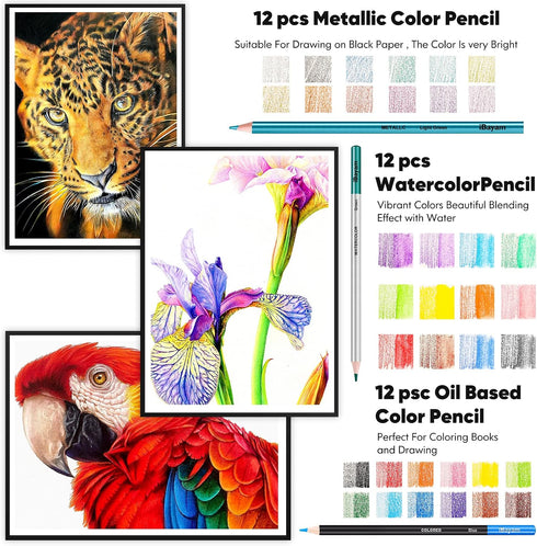 78-Pack Set 3-Color iBayam Drawing Sketching Kit Art Supplies for Adult, Christmas Gifts for Adult, with Sketchbook