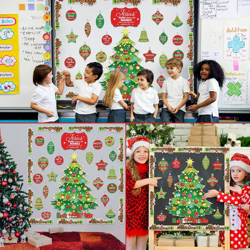 Christmas Bulletin Board Decorations, Nativity Set, Names of Jesus Board, Religious Cutouts for School Decor