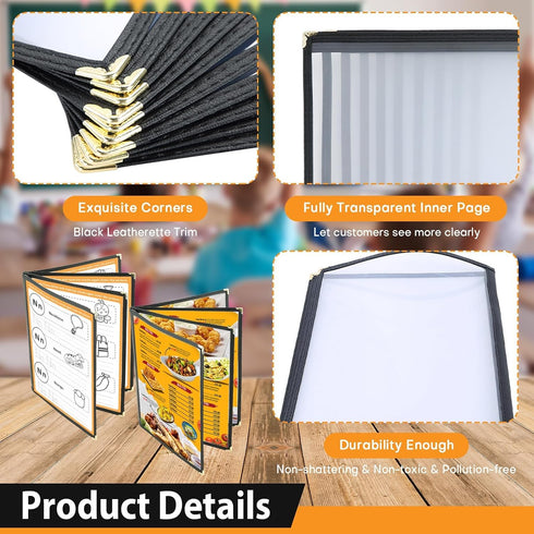 2PCS 8.5 11 Inch 4 8 A4 (4 x Menu Covers, Page View Transparent Restaurant Menu Covers, Fits Size Paper, Menu Holder